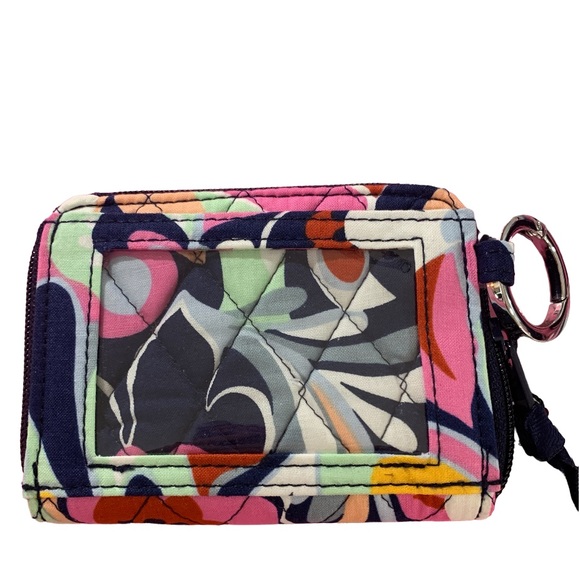 NWT $55 Vera Bradley RFID Petite Zip-Around Wallet Attached Keyring Mod Paisley - Picture 5 of 7